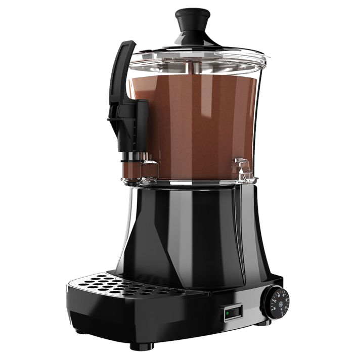 Counter-top Italian hot chocolate dispenser with a transparent bowl and front tap